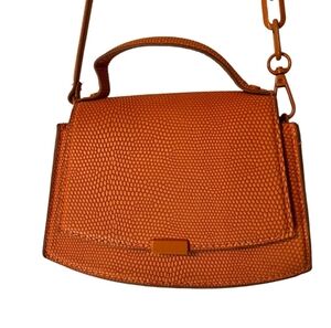 Zara Orange Mini HandBag/ Crossbody Bag with Magnetic Lock, Faux Leather